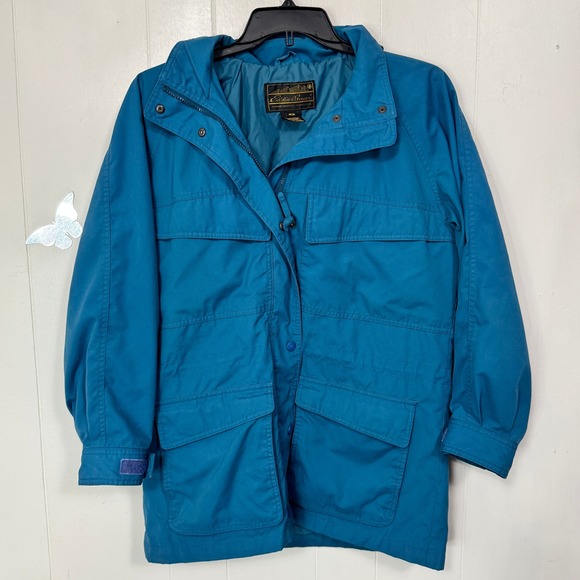 Eddie Bauer Teal Blue Barn Chore Utility Jacket Coat Womens Size Medium Full Zip - Picture 1 of 9